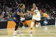 FORT WORTH, TEXAS - MARCH 29: Blanca Quiñonez #4 of the UConn Huskies drives to the basket against Malaya Cowles #5 of the Notre Dame Fighting Irish during the second quarter in the Elite Eight of the 2026 NCAA Women's Basketball Tournament at Dickies Arena on March 29, 2026 in Fort Worth, Texas. (Photo by Stacy Revere/Getty Images)