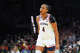 UConn forward Blanca QuiÃonez reacts after scoring a three-point basket against the Notre Dame during the second half in the Elite Eight of the NCAA college basketball tournament, Sunday, March 29, 2026, in Fort Worth, Texas. (AP Photo/LM Otero)