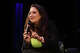 Nicole Zuraitis, a Grammy nominated jazz vocalist and composer, speaks to students during Music Industry Career Day at Cooperative Arts & Humanities Magnet High School, in New Haven, Conn. March 30, 2026.