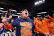 Head coach Brad Underwood of the Illinois Fighting Illini celebrates after advancing to the Final Four after the Elite Eight round game of the 2026 NCAA Men's Basketball Tournament held at Toyota Center on March 28, 2026, in Houston, Texas.