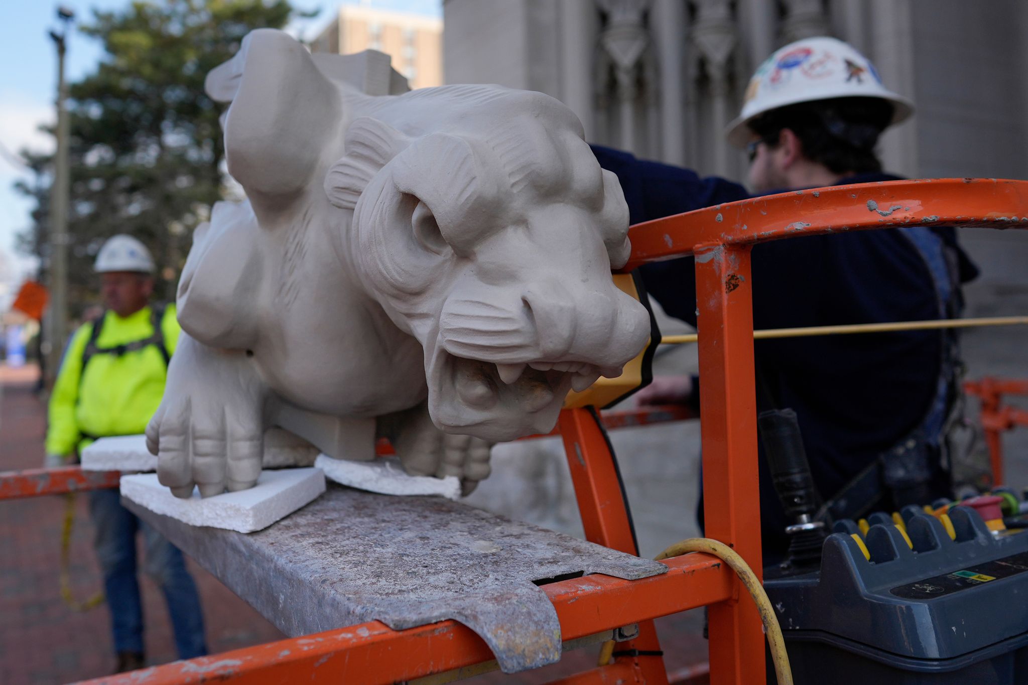 Gargoyle Rite Aid Final gargoyle returned to its perch atop rehabbed Kentucky cathedral ...