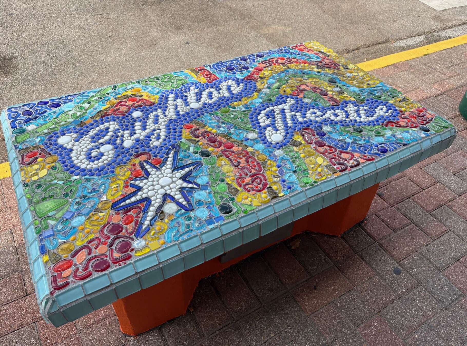 The Greater Conroe Arts Alliance presents a film festival and art bench walking tour April 11-12 in downtown Conroe. Pictured is the bench for the Crighton Theatre that has been recently restored. There are 12 others that been restored on the tour as well. 