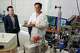 Bidong Zhang, assistant professor Rice University, Department of Earth, Environmental and Planetary Sciences, left, and Tao Sun, research scientist, right, are shown in Sun’s lab where meteor fragments will be studied in Houston Thursday, April 2, 2026 holds The fragments are from the rare daytime fireball meteor that exploded over the Houston area on March 21.