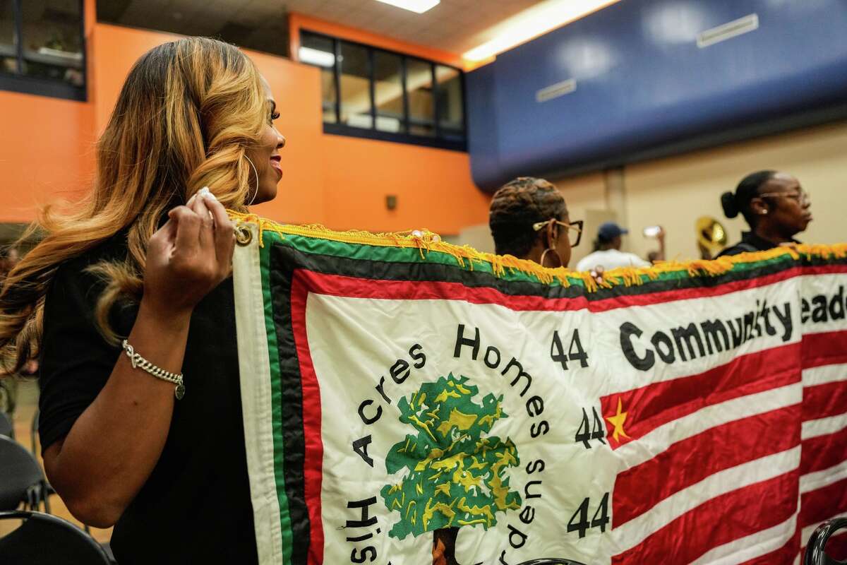People gather to celebrate Acres Homes' 116-year history during the community's 44 Day celebration in Houston, Saturday, April 4, 2026.
