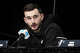 UConn's Alex Karaban speaks during a press conference as the Huskies prepare for the NCAA Final Four national title game at Lucas Oil Stadium in Indianapolis, Ind., Sunday, April 5, 2026.