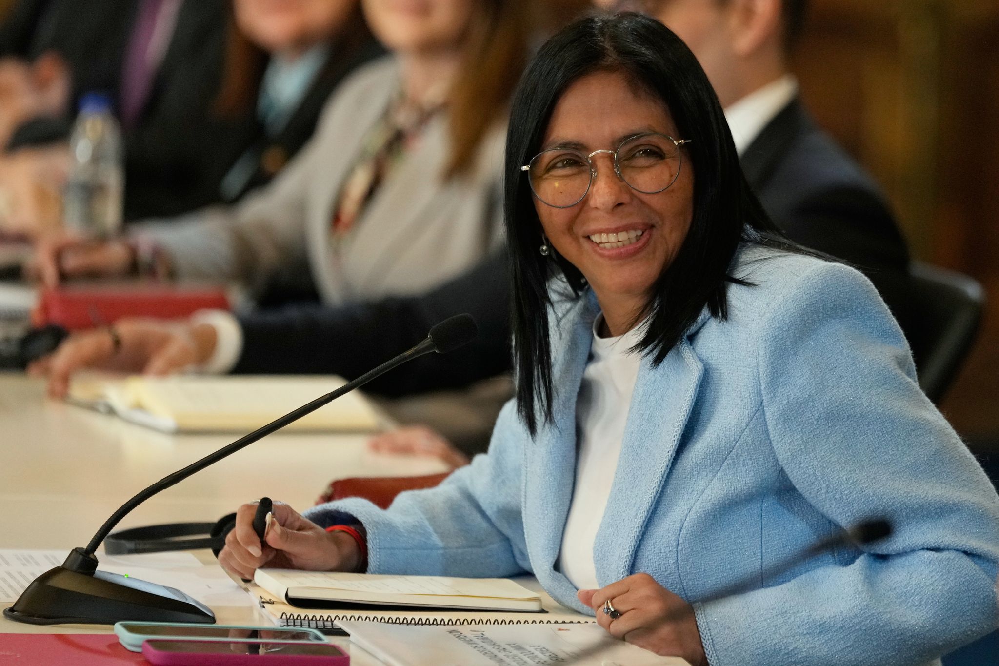 Venezuelan acting President Delcy Rodríguez asks workers for patience ...