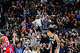 The crowd reacts after San Antonio Spurs guard Dylan Harper (2) makes a 3-pointer against the Philadelphia 76ers during an NBA game at Frost Bank Center in San Antonio on Monday, April 6, 2026. The Spurs won 115-102.