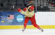 Boston Buckberger of the Denver Pioneers shoots the puck during practice sessions the day before the NCAA Division I Men's Ice Hockey Frozen Four semifinal at the T-Mobile Arena on April 8, 2026 in Las Vegas, Nevada.