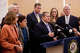 Rep. Joe Morelle (D-NY), the top Democrat on the Committee on House Administration, speaks alongside his colleagues during a press conference following a “shadow hearing” on how House Democrats “will continue fighting to protect our democracy” with Speaker Emerita Nancy Pelosi inside the Baxter Appellate courtroom at UC Law San Francisco in San Francisco, California Thursday, April 9, 2026.