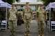 Brig. Gen. Jerry E. Baird Jr., right, takes command of Task Force 51 in a ceremony Friday at Fort Sam Houston. The outgoing commander, Maj. Gen. Scott Sherman, is at left. The head of U.S. Army North, Lt. Gen. Allan M. Pepin, stands between them.