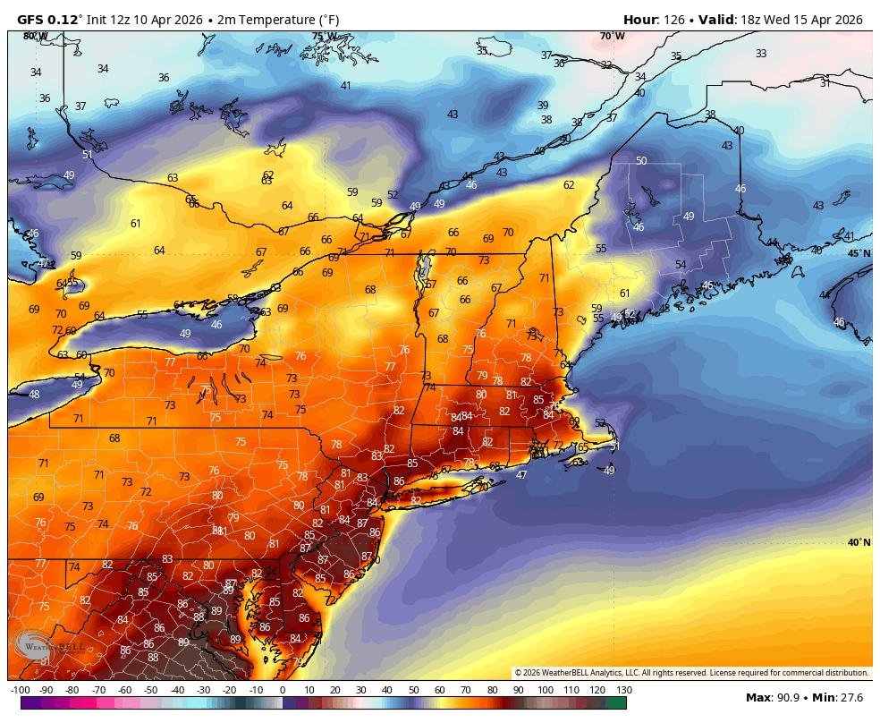 Will Connecticut reach 80 degrees next week? The chances are looking good. Here's the latest data