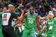 Dallas Mavericks center Moussa Cisse (30) reacts after a Chicago Bulls turnover during the first half of an NBA basketball game at American Airlines Center on Sunday, April 12, 2026, in Dallas.