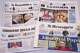 FILE - This picture, taken Tuesday, April 14, 2026, shows the front pages of some Italian newspapers reporting on comments by U.S. President Donald Trump about Pope Leo XIV, with headlines using words such as "outrage", "shock attack", "insult", and Trump's schism".