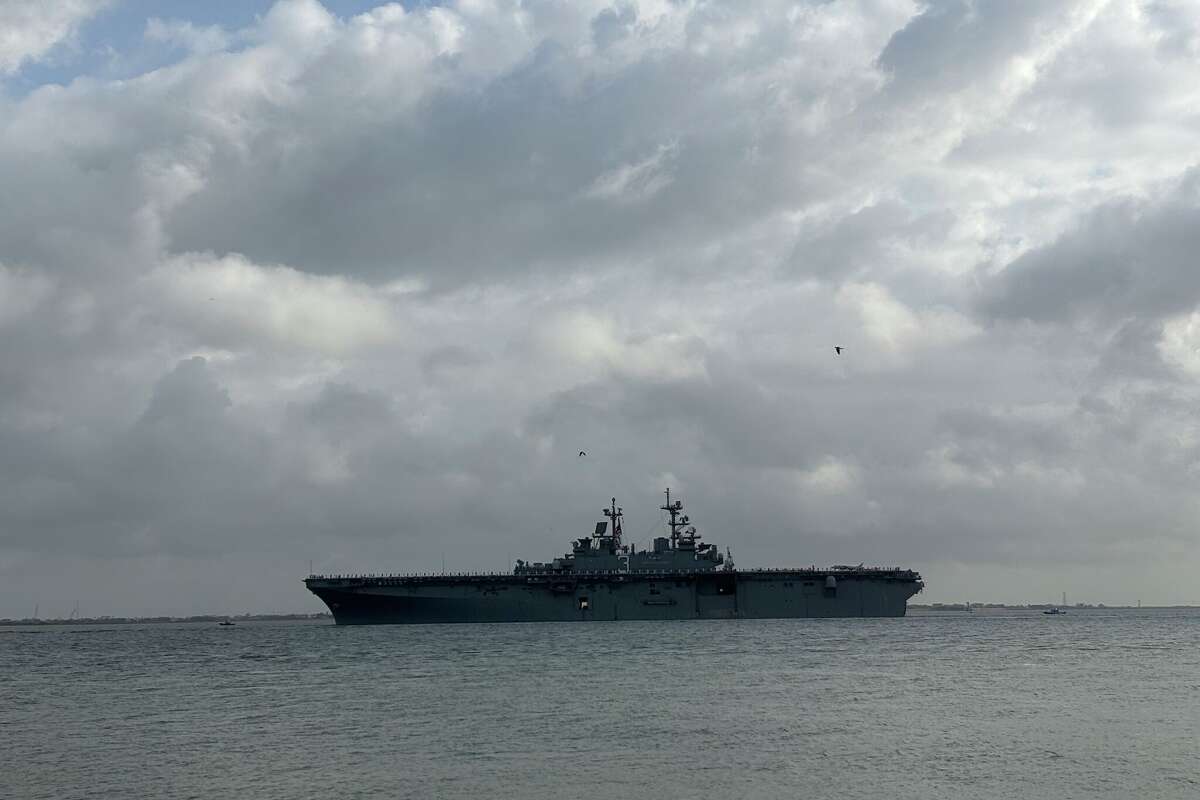 The amphibious assault ship USS Kearsage was one of the ships in Wednesday's parade kicking off the U.S. Navy's first-ever Fleet Week in Texas.