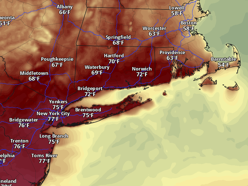 Temps in the 70s on Friday in CT before a weekend cooldown