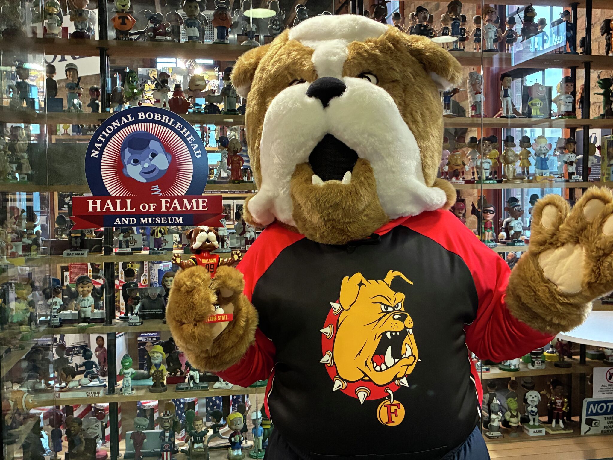 Ferris State mascot brings bobblehead to national hall of fame