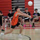 Shelton’s Cooper Bacca (16) during the boys high school volleyball game between Shelton and Pomperaug high schools. Friday, April 17, 2026. Southbury, Conn.
