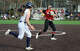 Cheshire pitcher Janica Matos throws a Foran runner out at first base in Milford on April 17, 2026.