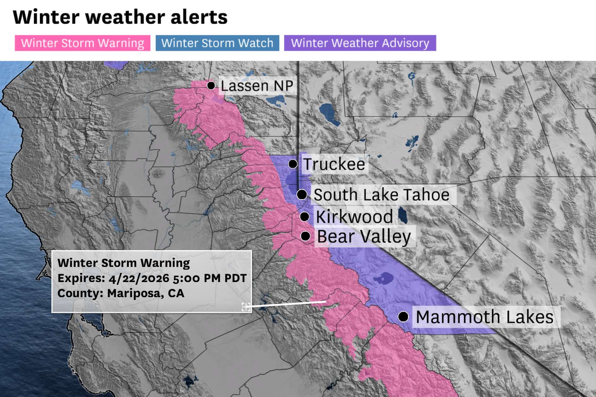 California Sierra gets winter storm warning ahead of snow storm