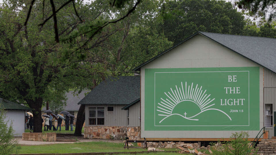 Texas state lawmakers serving on general investigating committees examining the July 2025 flooding walk the grounds of Camp Mystic during a site visit in Hunt, Texas, on Monday, April 20, 2026.
