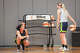 Dallas Wings guards Azzi Fudd (left) and Paige Bueckers talk practice on the team’s opening day of training camp at College Park Center on Sunday, April 19, 2026, in Arlington.