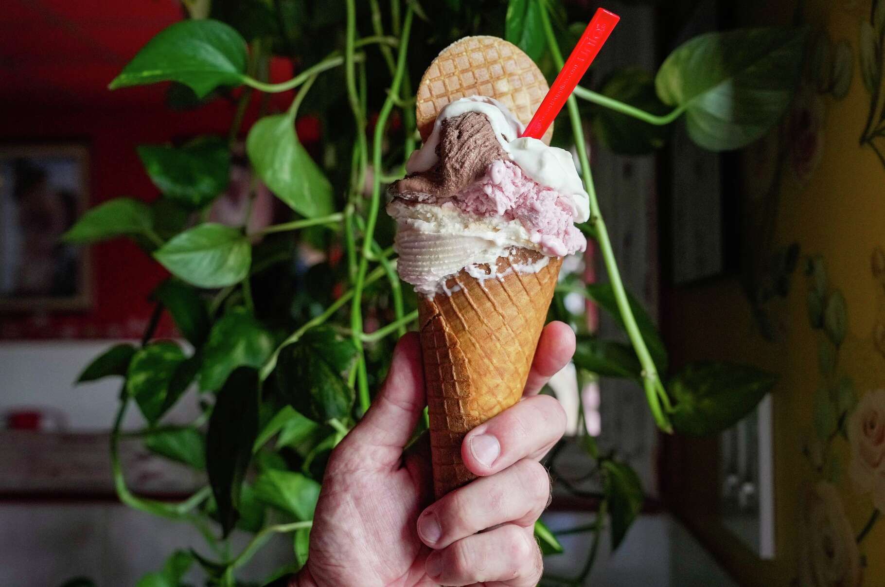 Gelato from La Rosa, a new gelato and sandwich shop from the team behind Mimo, is photographed in Houston, Saturday, April 25, 2026.