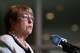 Michelle Bachelet, former Chilean president and a candidate for United Nations secretary-general, speaks during a news conference at U.N. headquarters, Tuesday, April 21, 2026.