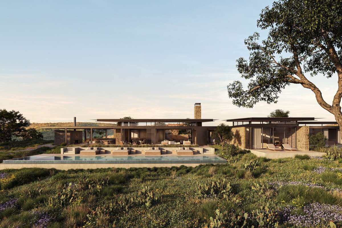 A rendering of the exterior of Amansanu in the Texas Hill Country. This Aman Resorts location has no timeline yet but was announced last week.
