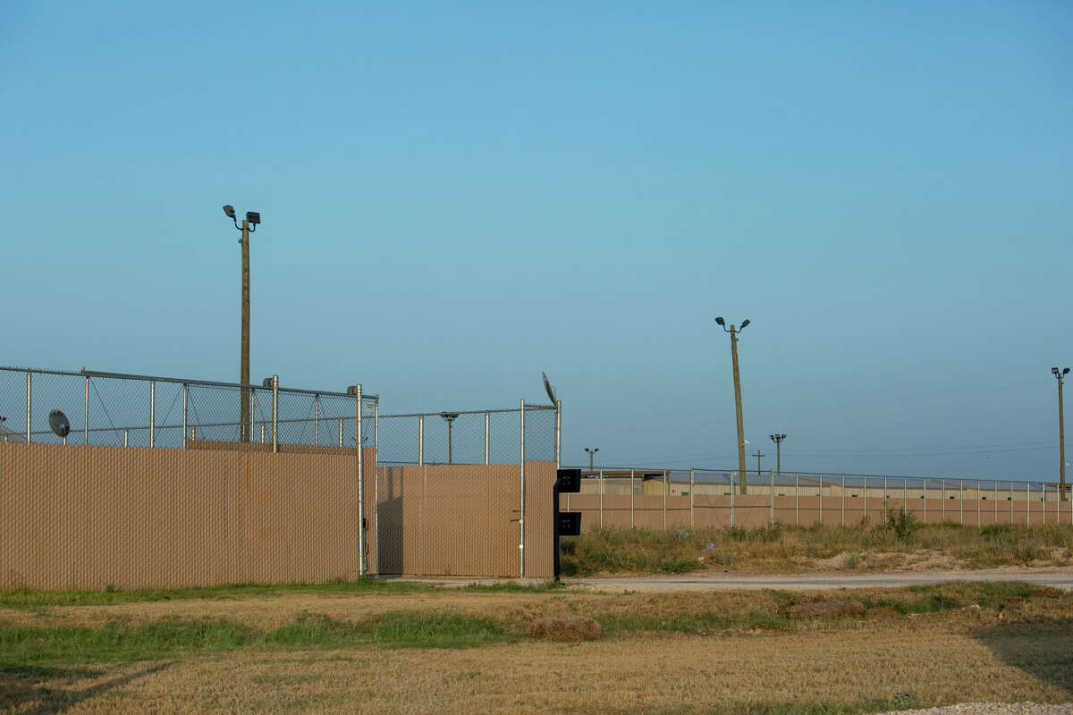 A view of the wall of the South Texas Residential Facility entrance from the parking lot. A mother and her five children held at Dilley have been officially released after a turbulent week. 
