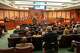 Dozens of flood victim family members listen as investigator Casey Garrett addresses the joint House and Senate flood investigating committee during a hearing at the Texas Capitol on Monday, April 27, 2026.