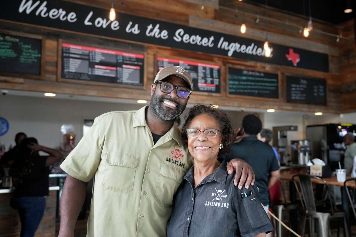 Greg Gatlin and his mother, Mary Gatlin, are shown at Gatlin's BBQ in Houston Wednesday, April 29, 2026.