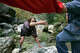 Malibu Creek Watershed Coordinator Melina Watts helps hikers through Topanga Creek during a tour of the canyon on Tuesday, Nov. 20, 2007.