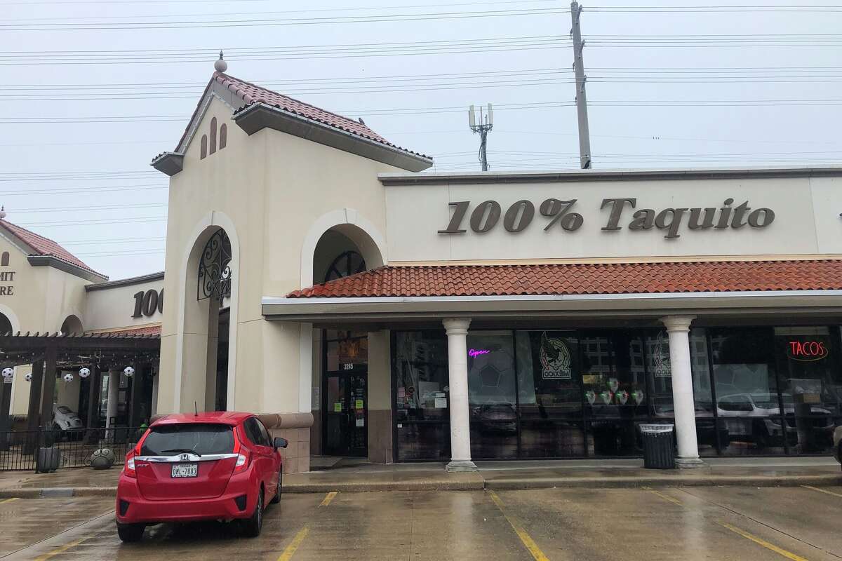 The exterior of 100% Taquito in Houston, Texas.