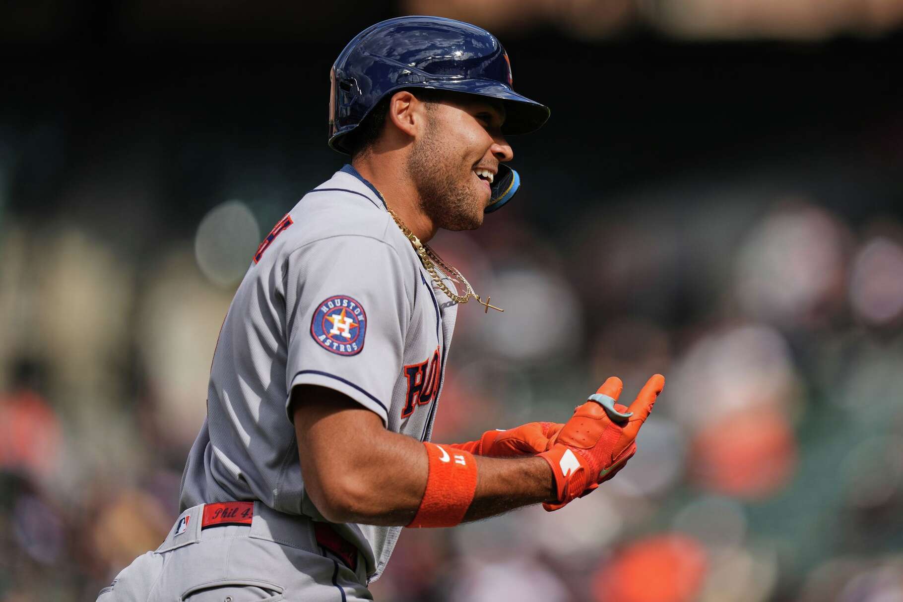 Houston Astros' Cam Smith rounds the bases after hitting a three-run home run during the first inning in the second baseball game of a doubleheader against the Baltimore Orioles, Thursday, April 30, 2026, in Baltimore. (AP Photo/Stephanie Scarbrough)