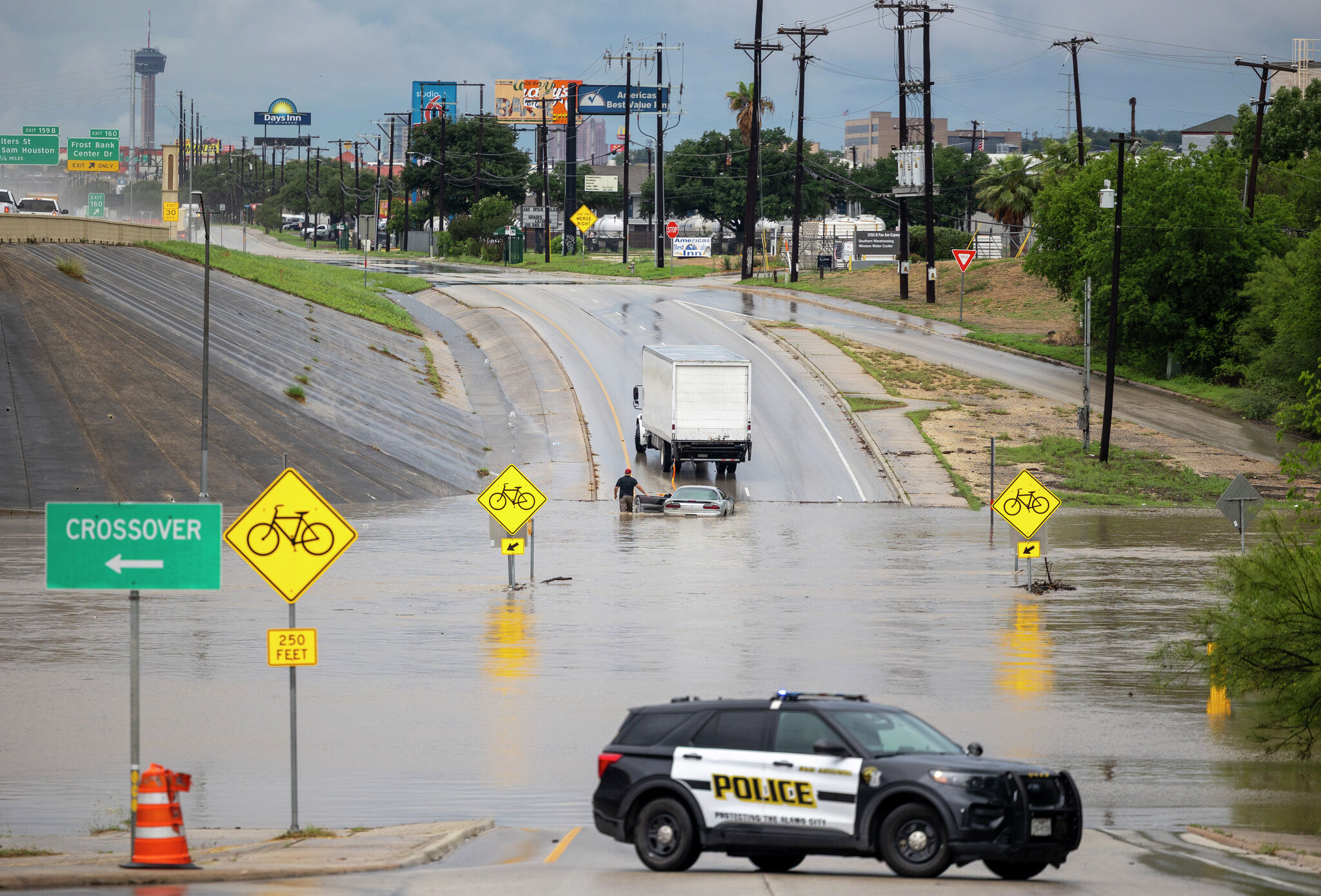 Scattered tropical downpours are expected across South-Central Texas on Monday and Tuesday, with multiple inches of rain possible.