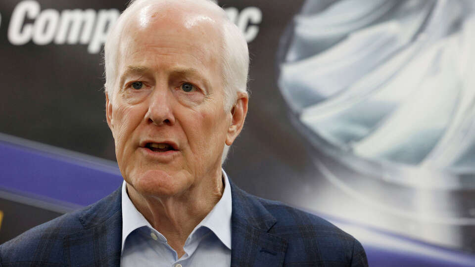 Sen. John Cornyn, R-Texas, speaks during a media availability, Tuesday, April 22, 2025, after a tour of Manda Machine Company in Dallas. (Chitose Suzuki/The Dallas Morning News/TNS)