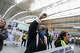 Demonstrators at SFO protest Immigration and Customs Enforcement during May Day rallies Friday.