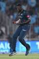 Gujarat Titans' Jason Holder celebrates the wicket of Punjab Kings' captain Shreyas Iyer during the Indian Premier League cricket match between Gujarat Titans and Punjab Kings in Ahmedabad, India, Sunday, May 3, 2026.