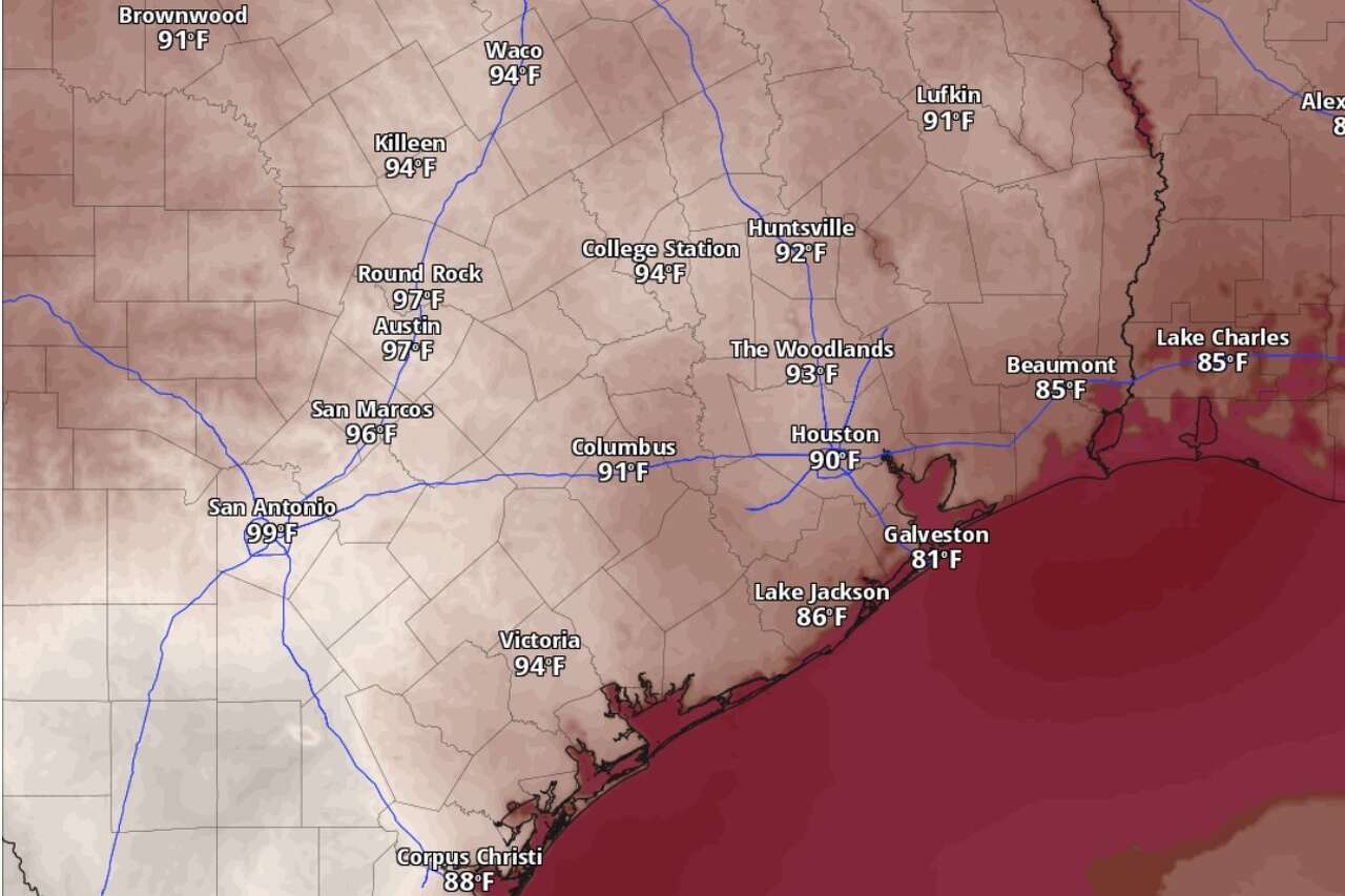 Heat index values, or humidity-driven 'feels like' temperatures could be in the 90s across Southeast Texas on Tuesday, according to the National Blend of Models.