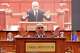 Romanian Prime Minister Ilie Bolojan addresses a parliament session ahead of a no confidence vote in Bucharest, Romania, Tuesday, May 5, 2026.
