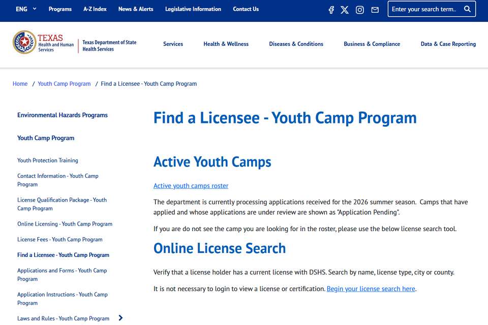 Only 9 Texas camps show active licenses for summer 2026, data shows
