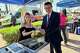 Anabel Alvarez, owner of Le Snack, serves a bowl of chilaquiles to Consul General of Mexico en Laredo Juan Carlos Mendoza Sánchez during an event proclaiming May 3–9, 2026, as National Travel and Tourism Week on Tuesday, May 5, 2026, at Villa Antigua Border Heritage Museum.