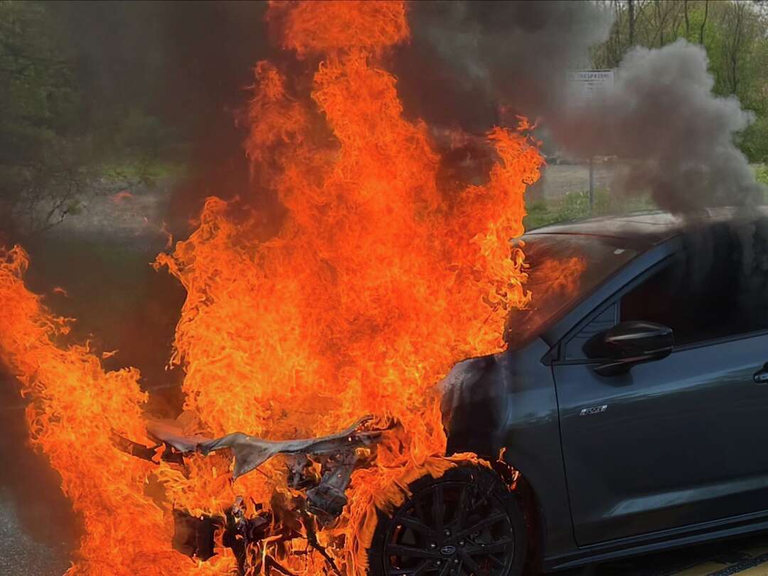 Car erupted into flames after hitting fire hydrant in Wilton: FD