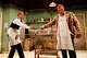 Edwin Green (left) and Trey Smith-Mills star as Malcolm Little, the future Malcolm X, and John Elroy Sanford (the future Redd Foxx), respectively, in Jonathan Norton's "Malcolm X and Redd Foxx Washing Dishes at Jimmy's Chicken Shack in Harlem," at the Wyly Studio Theater May 8-June 7, 2026.
