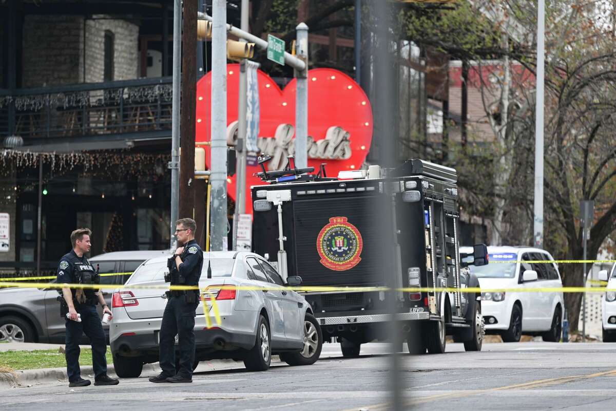 FILE - The Austin Police Department and the FBI investigate a shooting at Buford's on 6th Street on Sunday, March 1, 2026, in Austin, Texas.