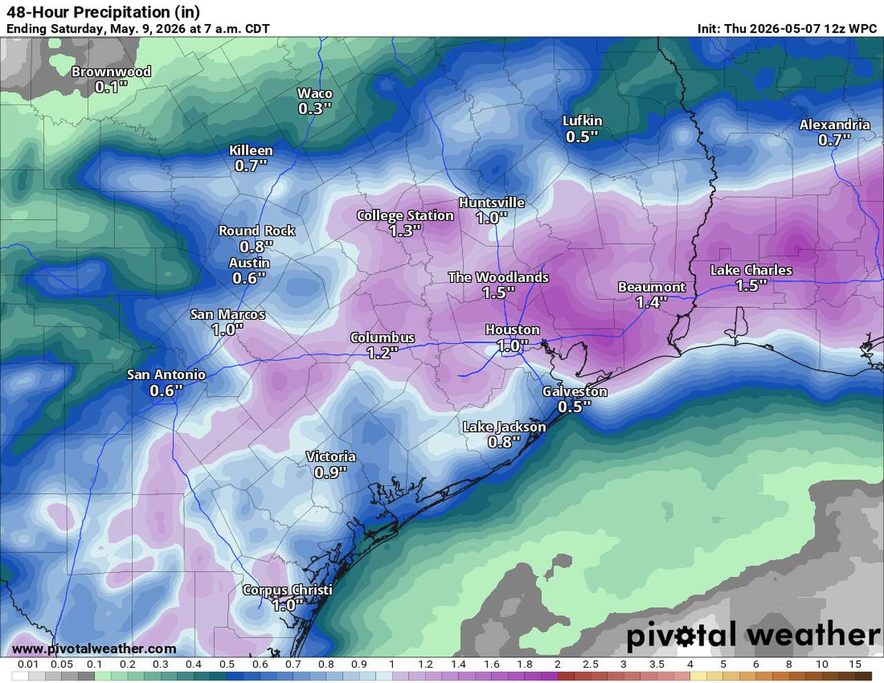 Southeast Texas could see an inch or two of rain fall Friday.