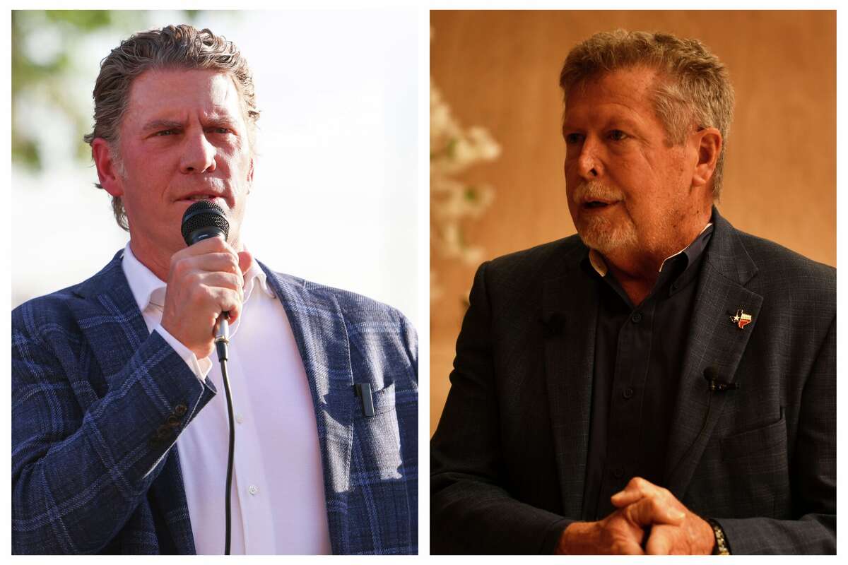 Bo French, at left, is running against incumbent Railroad Commission Chairman Jim Wright, in the May 26 Republican primary runoff elections.