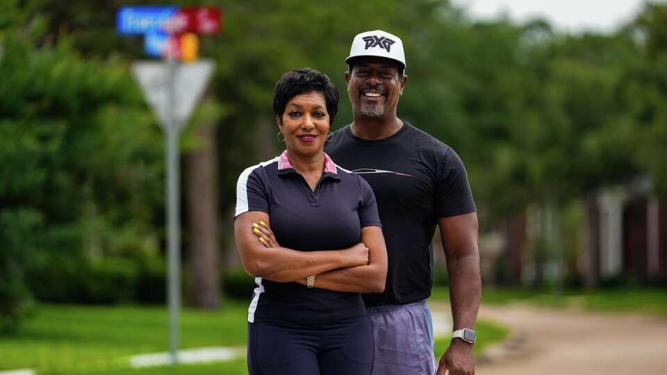 Rhonda Gilbo and Beau Gilbo are photographed in their Missouri City neighborhood in Houston, Thursday, May 7, 2026.