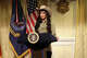 Ashley Padilla as Kristi Noem, then the secretary of the Department of Homeland Security, during the “Cabinet Meeting Cold Open” on “Saturday Night Live” on Jan. 17, 2026.