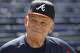 FILE - Atlanta Braves manager Bobby Cox smiles while talking to reporters during team practice at Turner Field in Atlanta, Oct. 4, 2005.